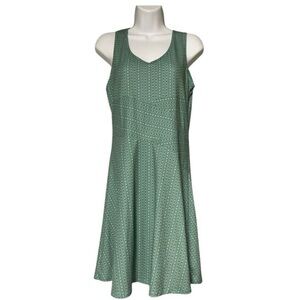 Prana Amelie Tank Dress Teal Green Geometric Print Midi Athletic Dress medium